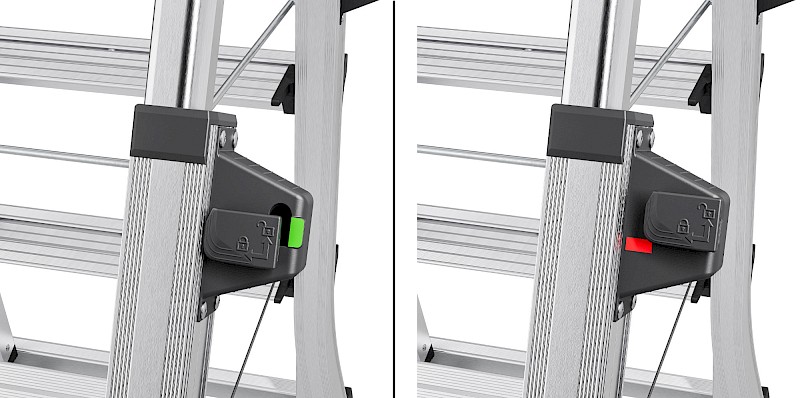 Hailo D100 TopLine Stufenstehleiter 8655107 - Verriegelungsanzeige