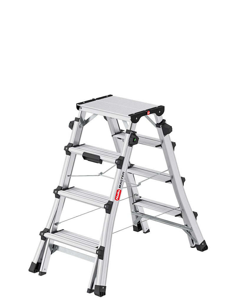 Hailo D100 TopLine Stufenstehleiter 8655107 - Verwendung als 2 x 4 Stufen Leiter