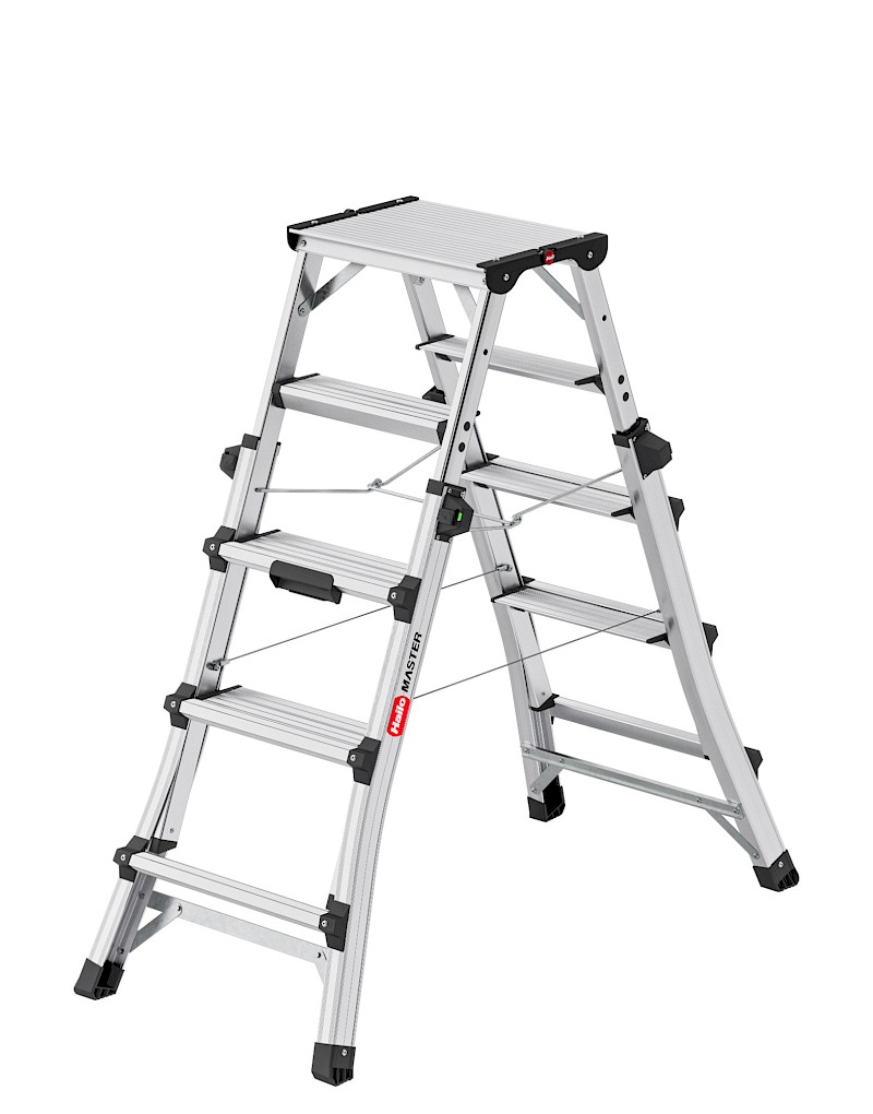 Hailo D100 TopLine Stufenstehleiter 8655107 - Verwendung als 2 x 5 Stufen Leiter