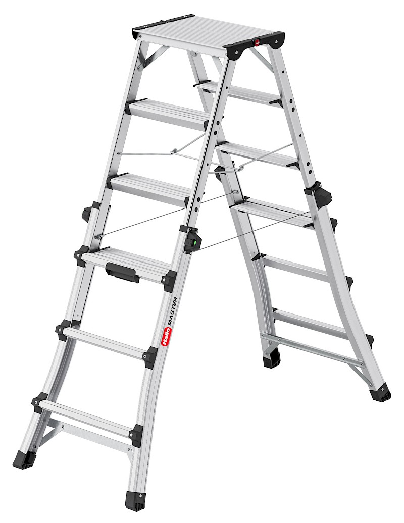 Hailo D100 TopLine Stufenstehleiter 8655107 - Verwendung als 2 x 6 Stufen Leiter
