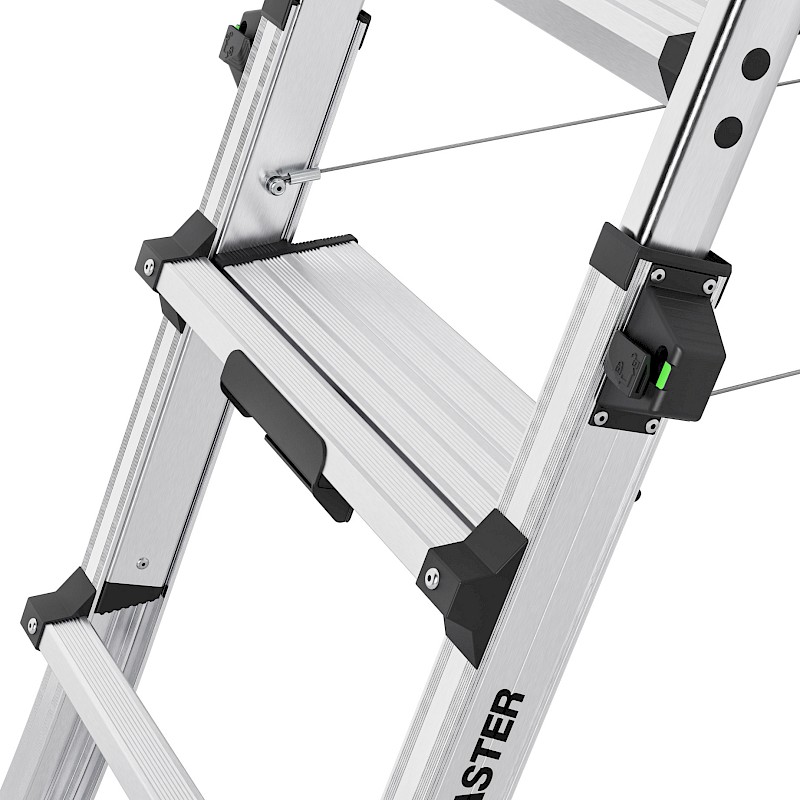 Hailo D100 TopLine Stufenstehleiter 8655107 - Vrutschsicher geriffelte Sprossen-Stufen-Kombination