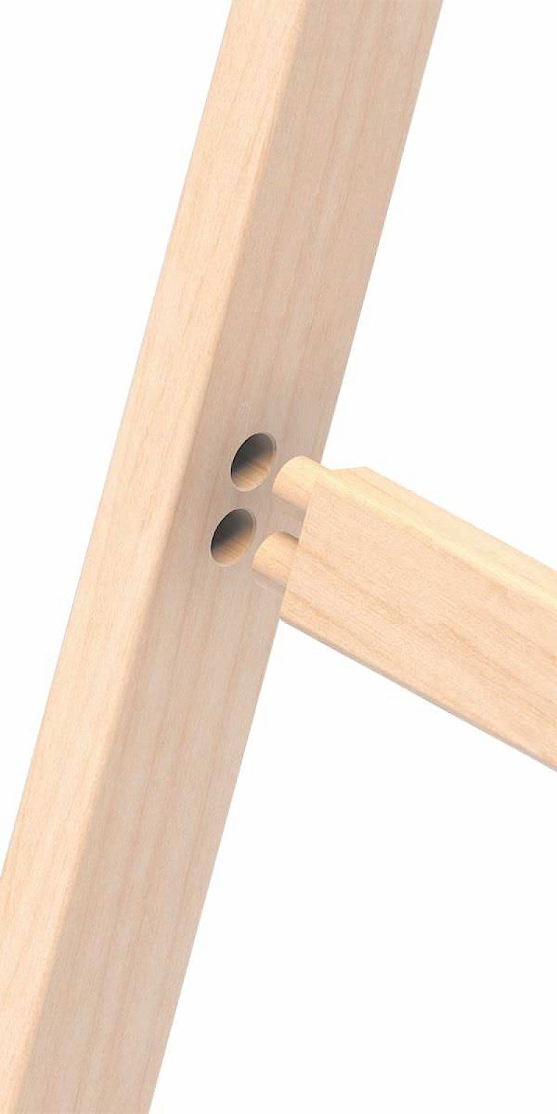 Layher Holz-Sprossenstehleiter 1038 - Detail Verzapfung