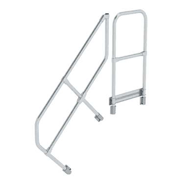 Zweiter Handlauf Munk Alu-Treppe mit Plattform 45°