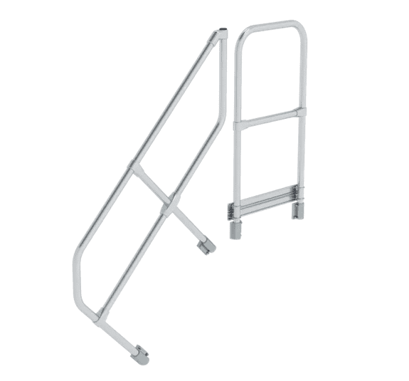 Zweiter Handlauf Munk Alu-Treppe mit Plattform 45°