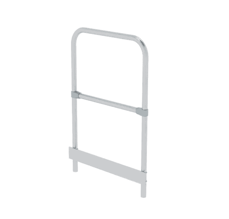 Geländer Stirnseite Munk Alu-Treppe mit Plattform 45° + 60° Stufenbreite 600 mm