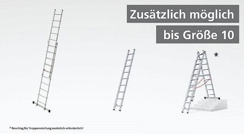 Anwendung Euroline WL Mehrzweckleiter 3-teilig bis Größe 3x10
