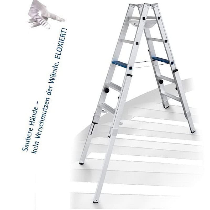 Iller Treppenhausleiter MULTILIFT ERGO Plus Eloxiert 2 x 5 Stufen 71405-7E